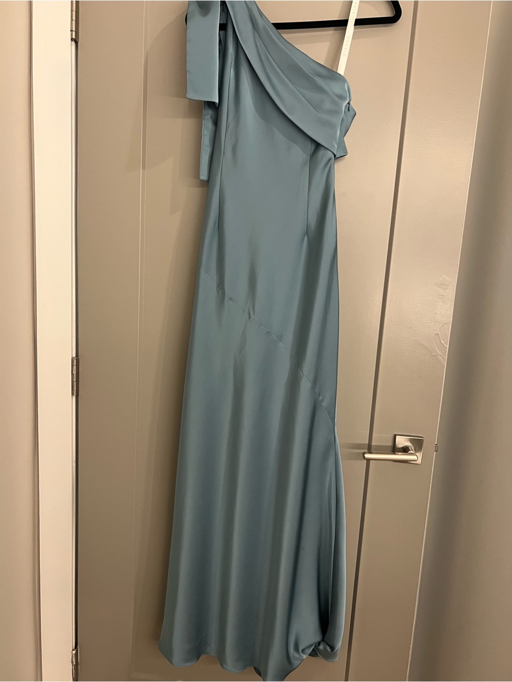 Azazie Yuanna Stretch Satin Moody Blue Bridesmaid Dress - Picture 4 of 6